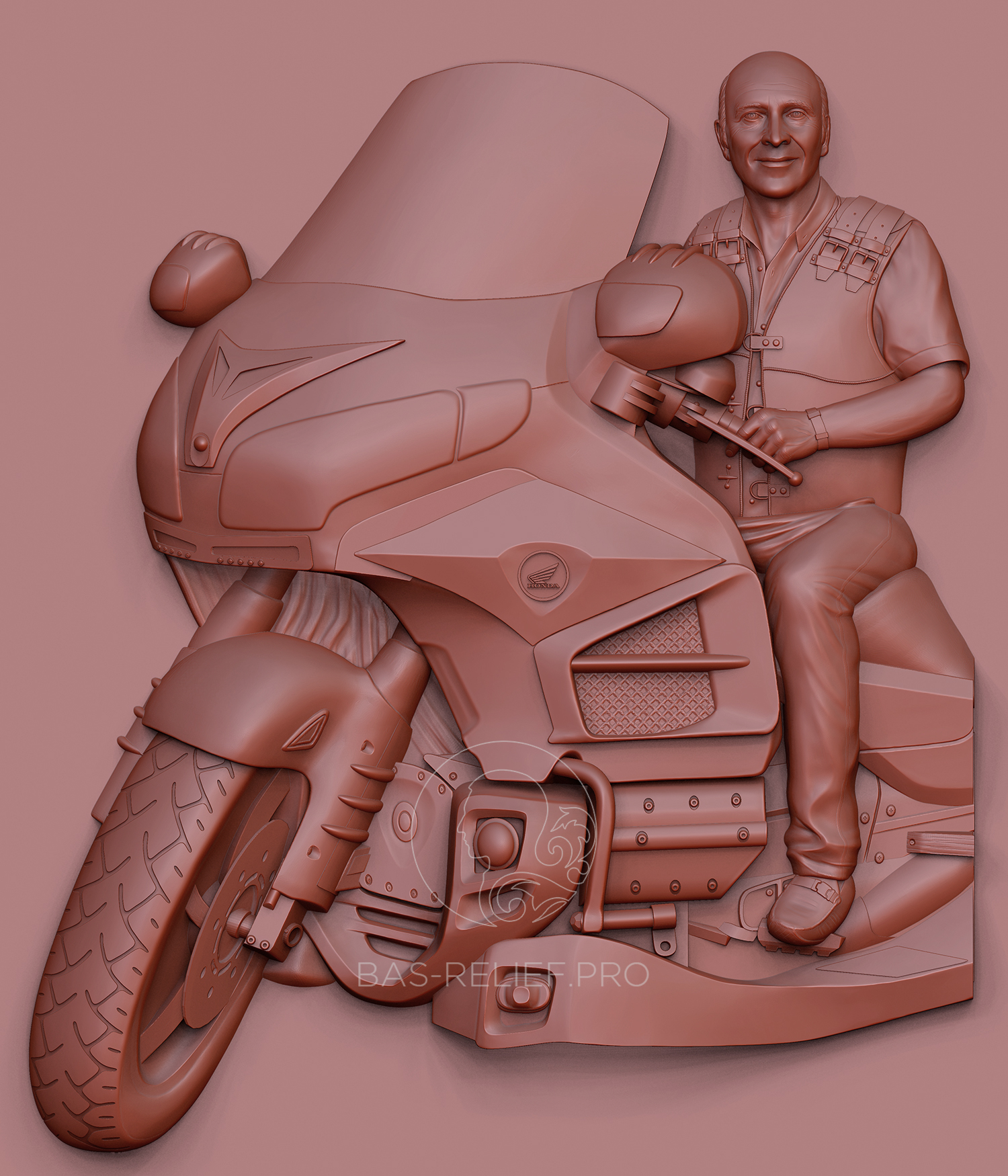 Моделирование барельефа мотоциклиста на памятник