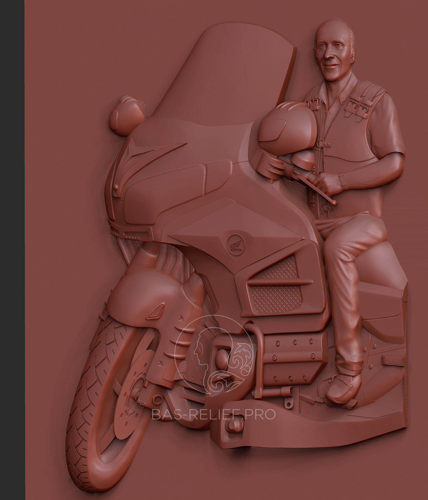 Моделирование барельефа мотоциклиста на памятник